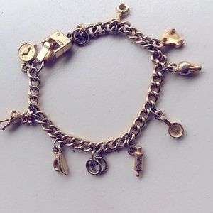 Fun Goldtone Charm Bracelet Iron/Handcuffs Etc!